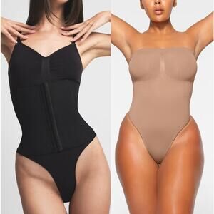 NEW Skims Seamless Strapless Thong Bodysuit & Sculpting Waist Trainer BUNDLE XL